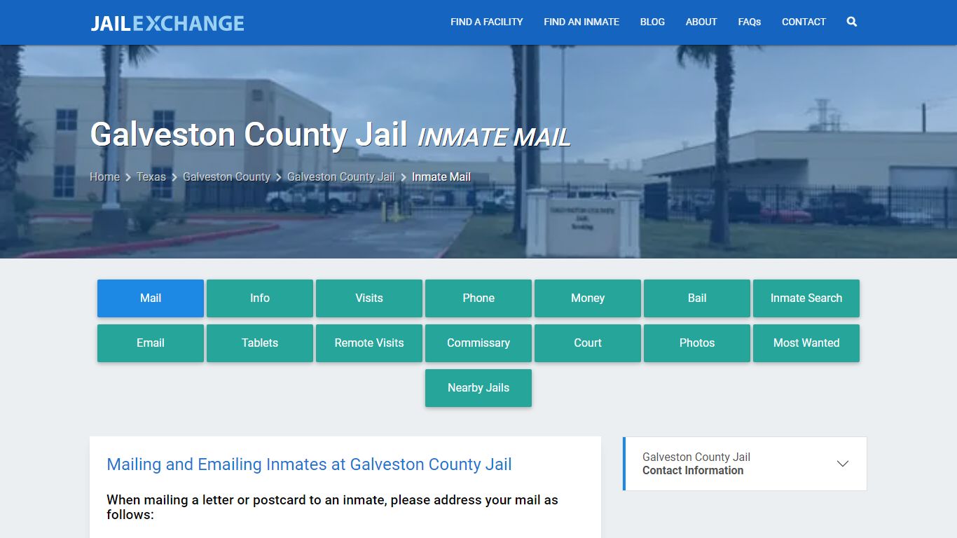 Inmate Mail - Galveston County Jail, TX - Jail Exchange